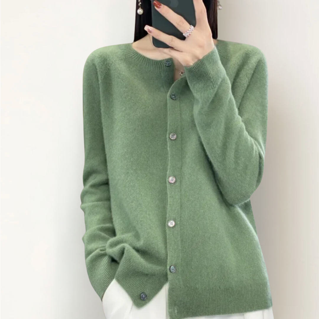 Cárdigan Elegante con Botones y Cuello Redondo para Mujeres Sofisticadas