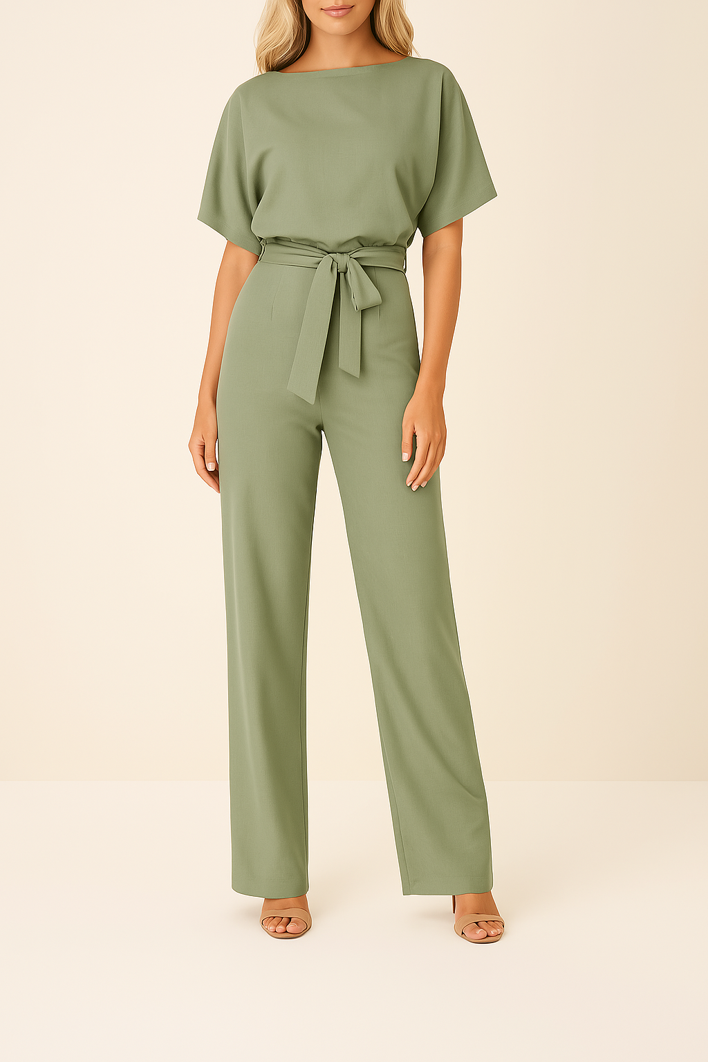 Mono elegante para mujer con cinturón y diseño clásico para cualquier ocasión