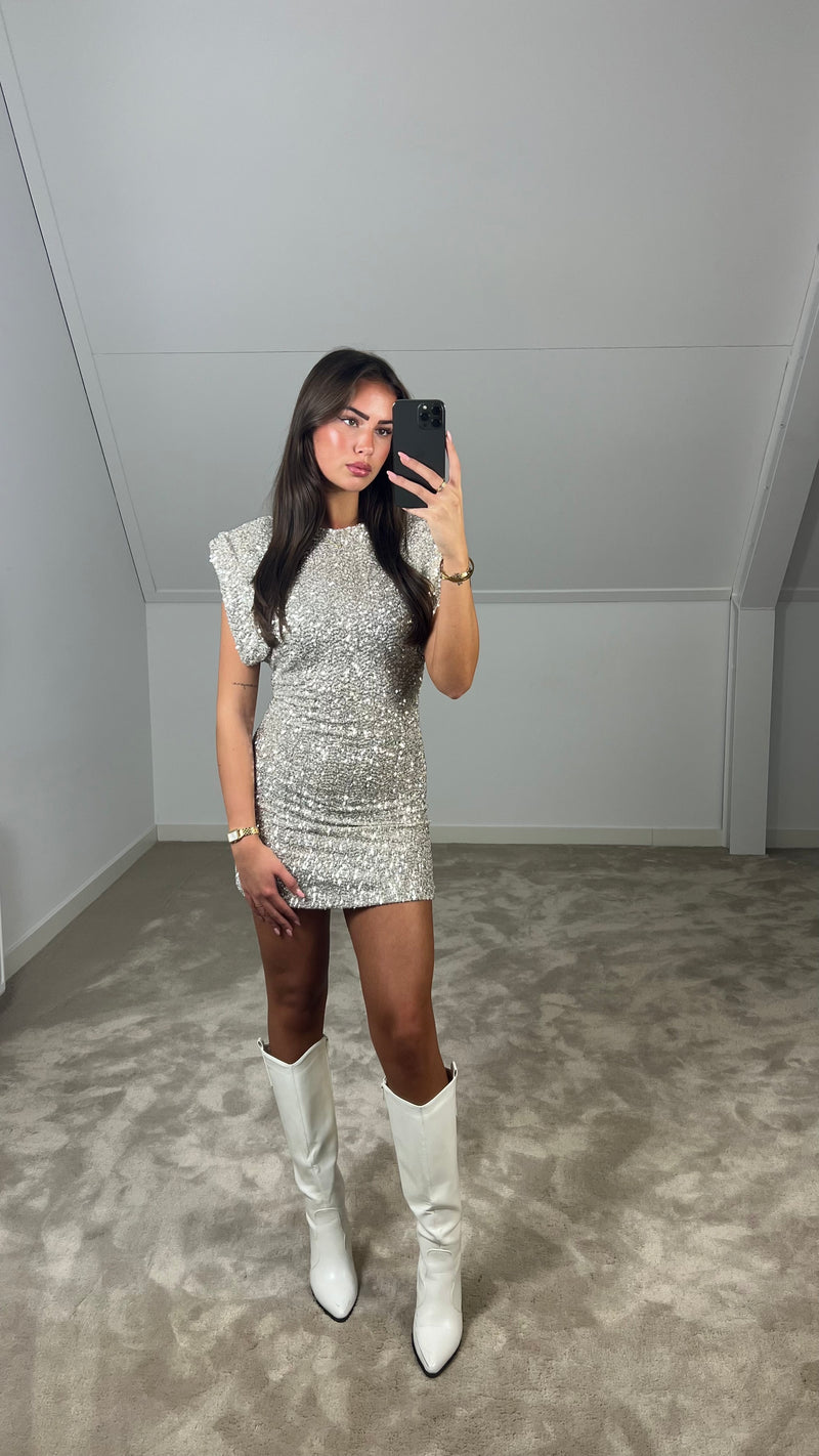 Mini Vestido de Paillettes con Hombros Estructurados para Mujer: Elegancia y Glamour