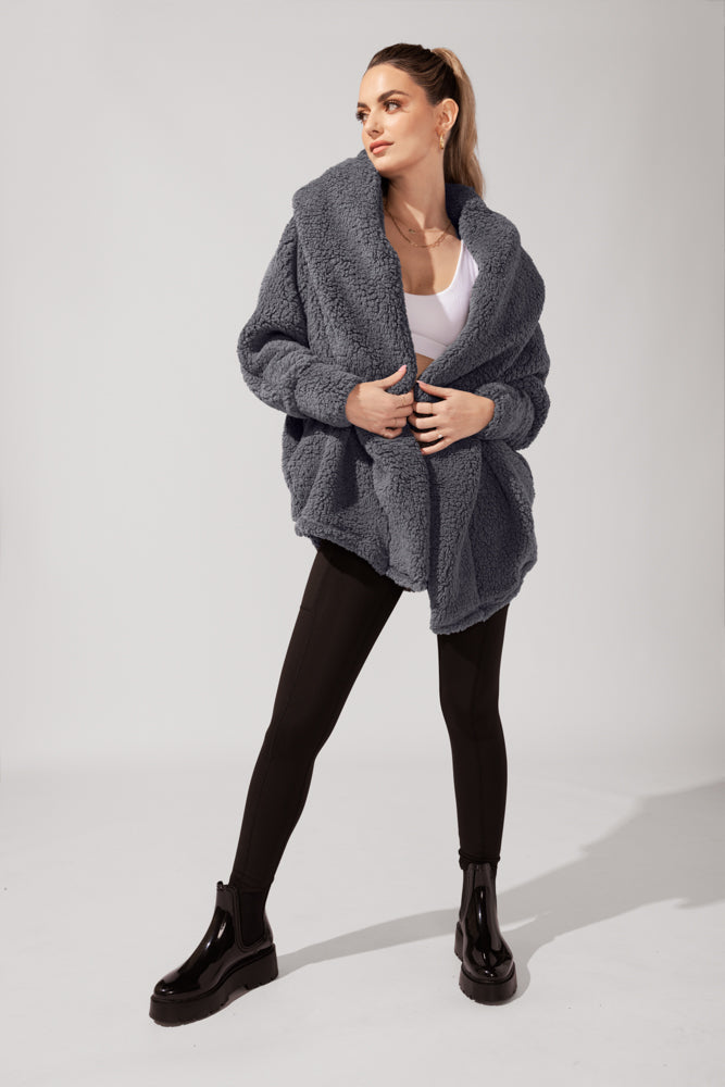 Abrigo Cocoon para Mujer - Elegante en Gris Frío