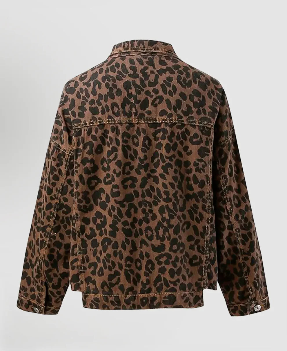 Chaqueta brillante con estampado de leopardo