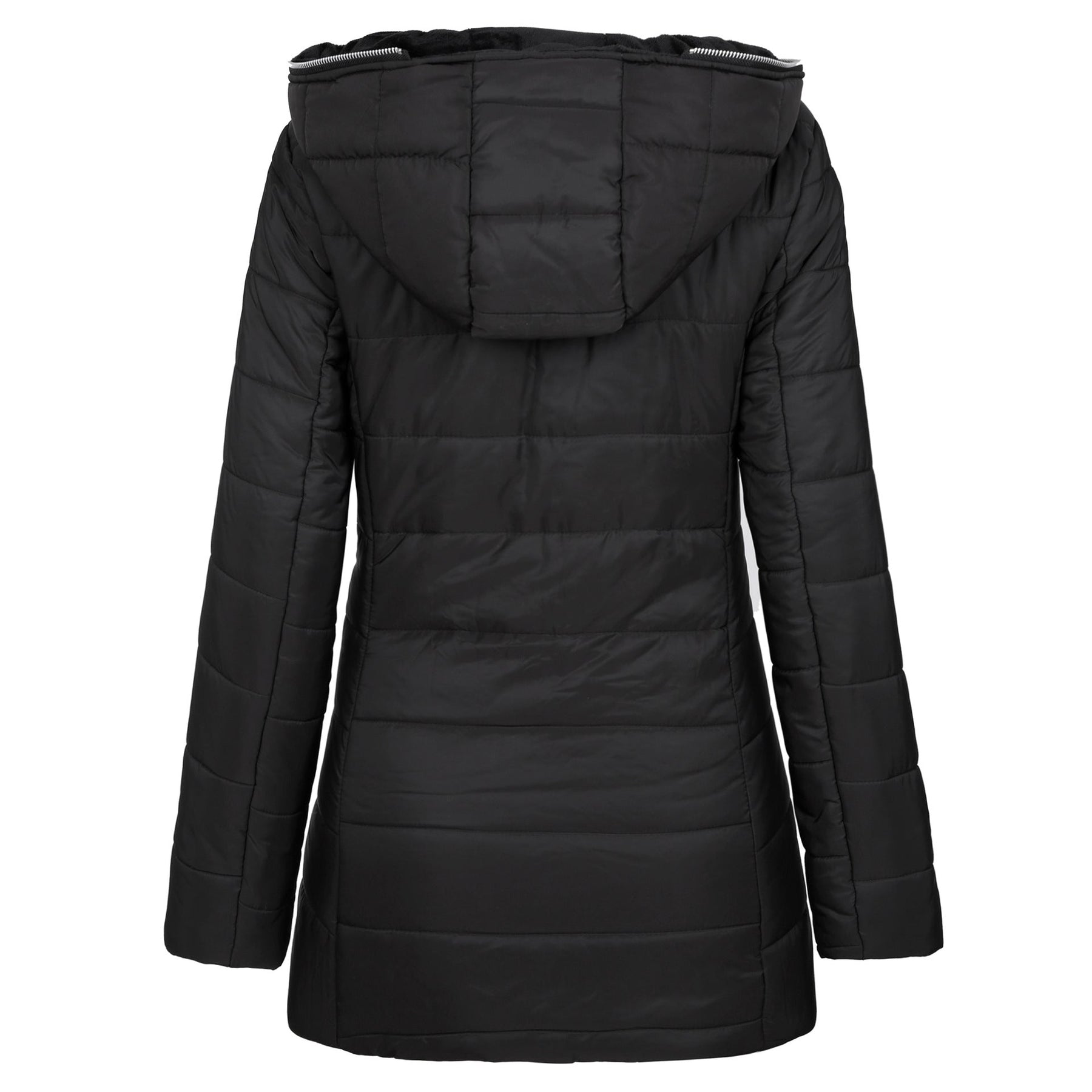Elegante y cálida parka femenina con capucha profunda