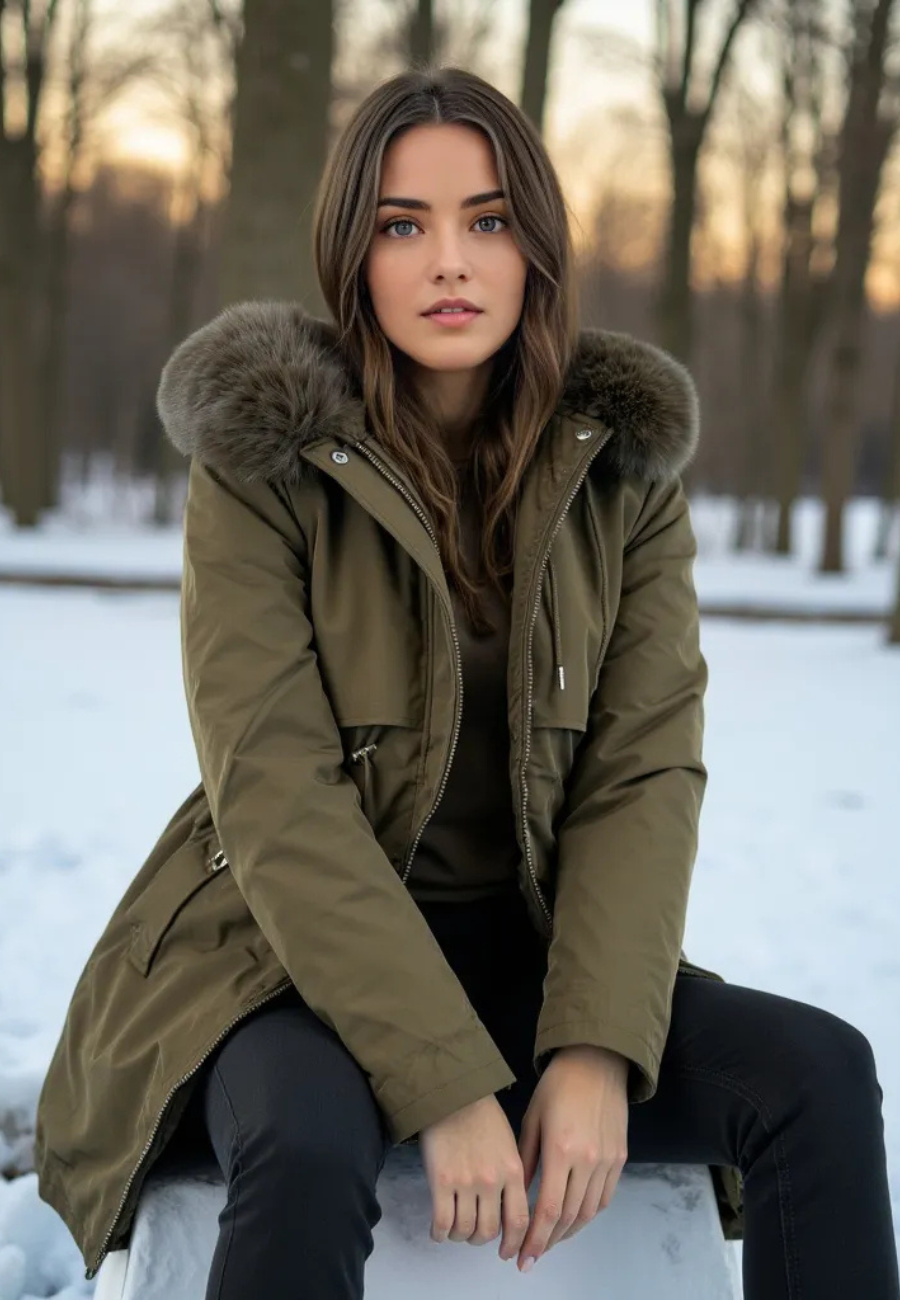 Parka elegante y cálida para mujer con diseño moderno y versátil