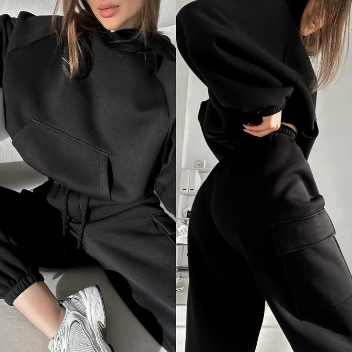 Conjunto Informal para Mujer con Sudadera Cómoda y Pantalón Cargo Moderno