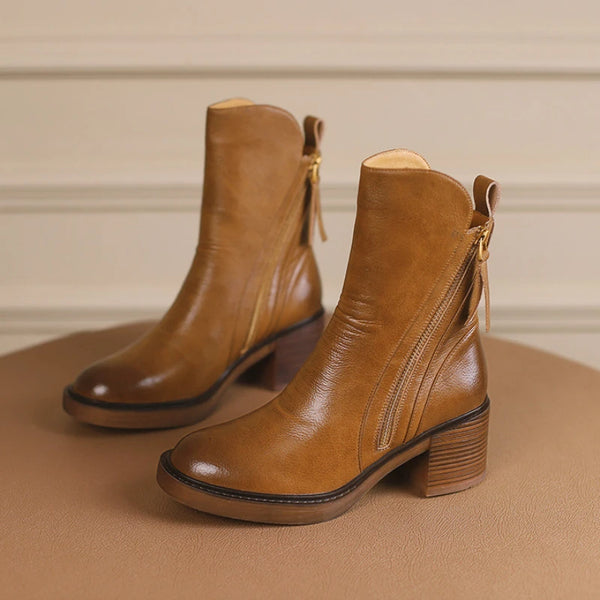 Botines Cortos con Tacón para Mujeres Elegantes