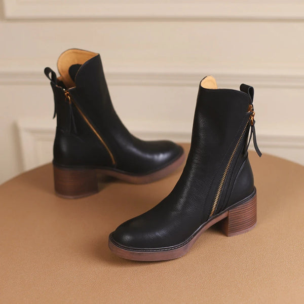 Botines Cortos con Tacón para Mujeres Elegantes