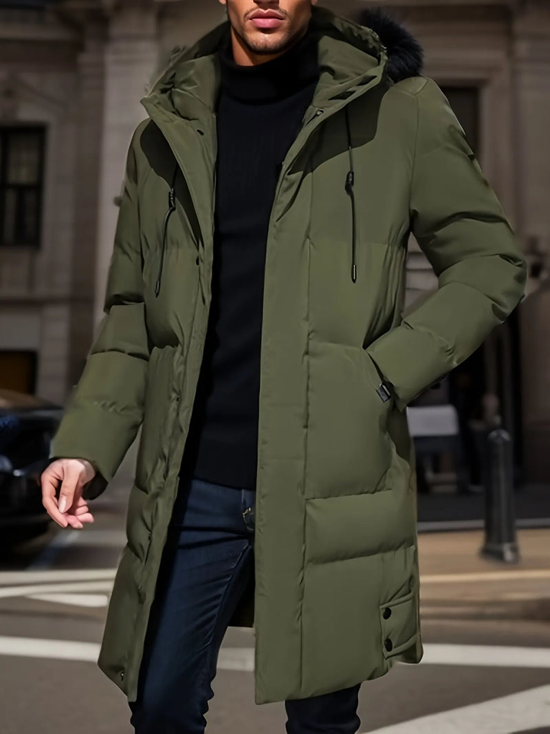 Abrigo de invierno para hombre, cálido y moderno con diseño largo