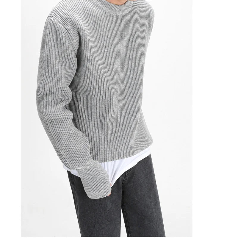 Suéter Pullover de Hombre con Cuello Redondo y Mangas Largas para Otoño