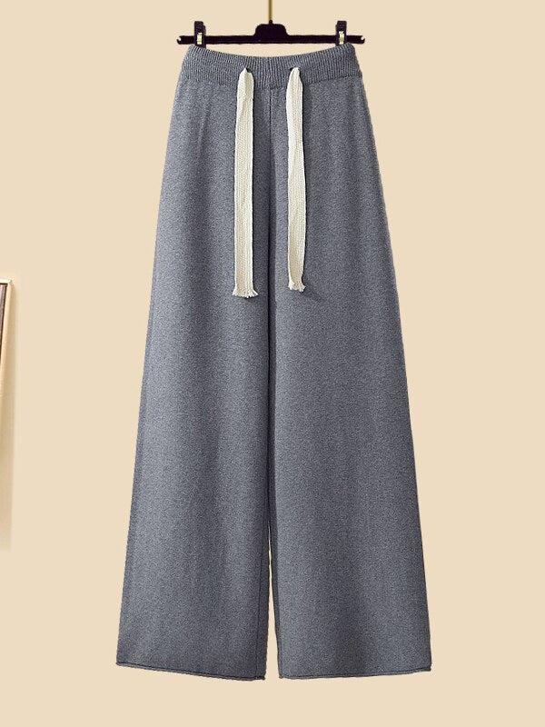 Conjunto de 3 Piezas para Mujer: Pantalones de Pierna Ancha, Suéter Moderno y Cárdigan Elegante