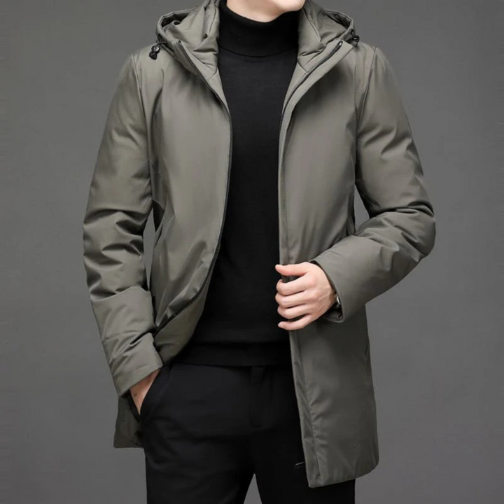 Parka larga de invierno para hombre con capucha profunda