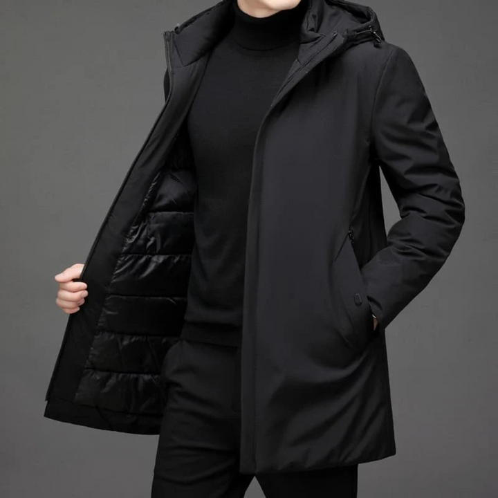 Parka larga de invierno para hombre con capucha profunda