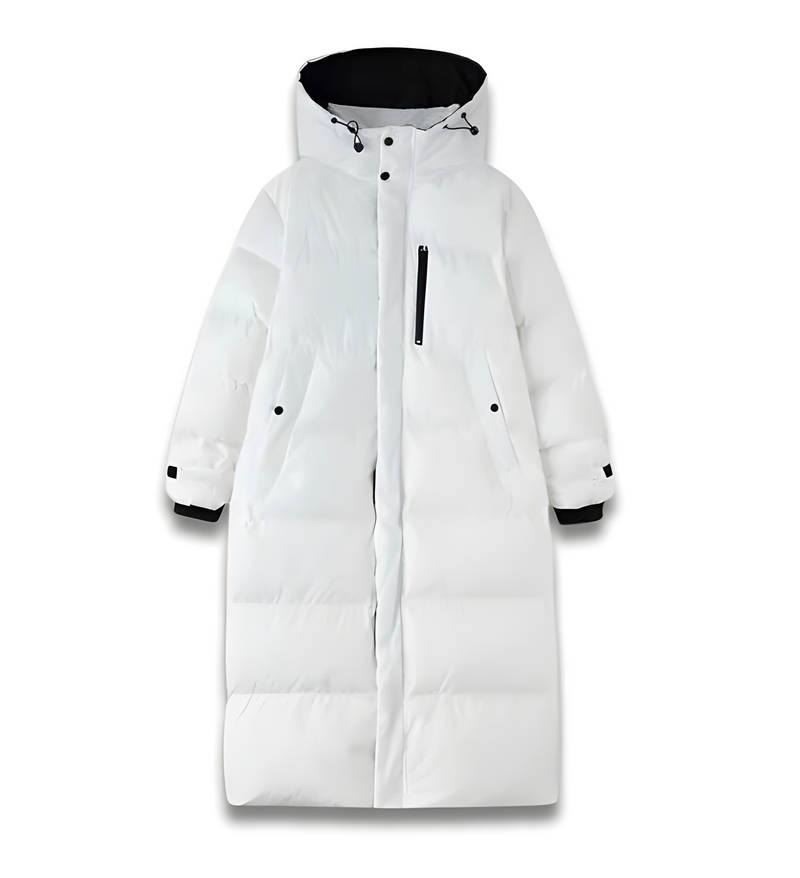 Chaqueta larga de mujer cálida con diseño moderno y elegante para invierno