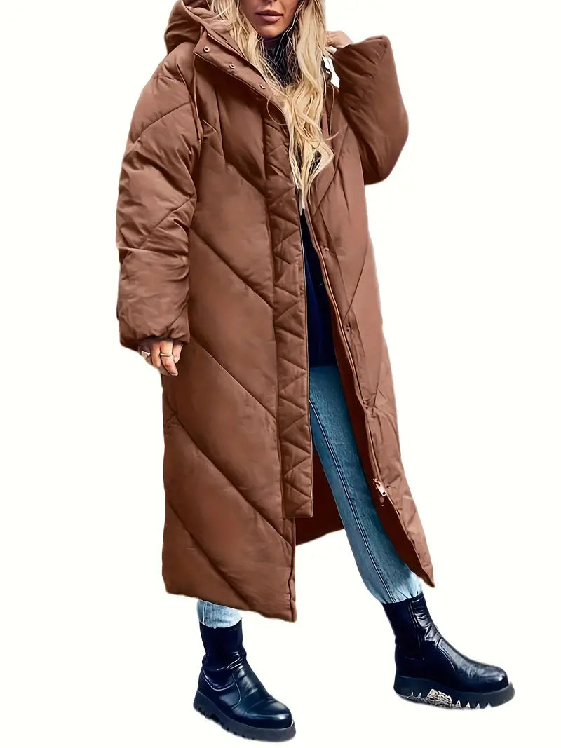 Abrigo Largo de Invierno para Mujer con Cuello Alto Moderno