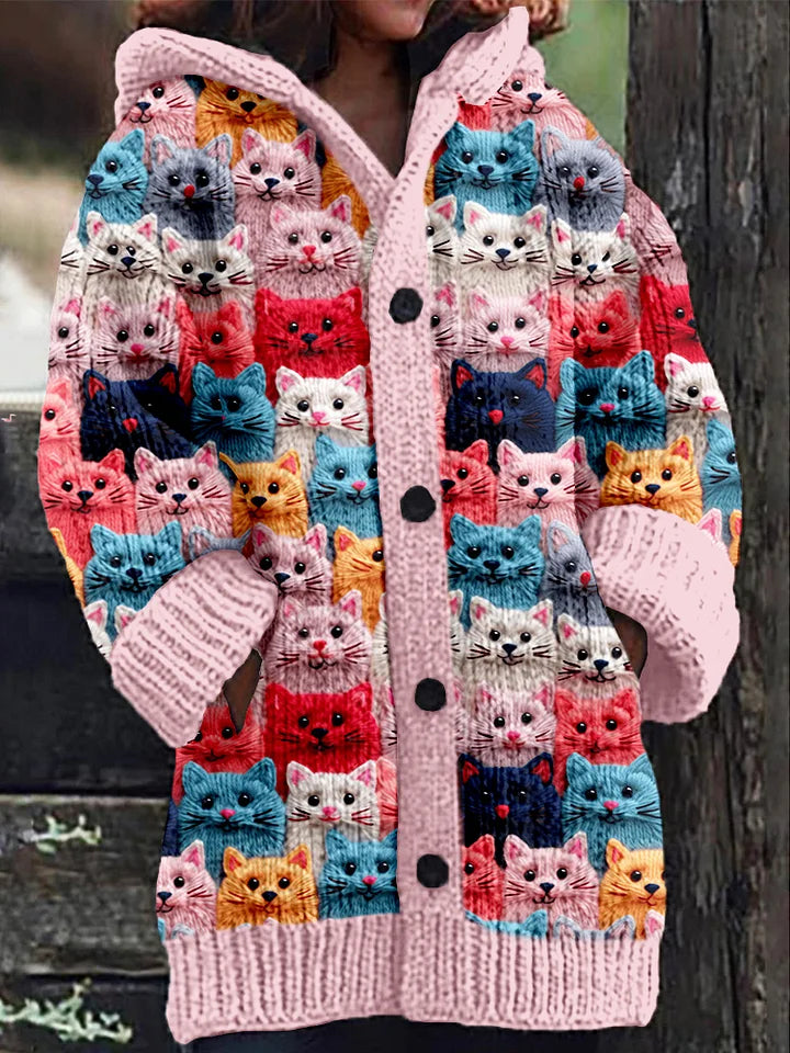 Doortje - Chaqueta de otoño con capucha y estampado de gatos