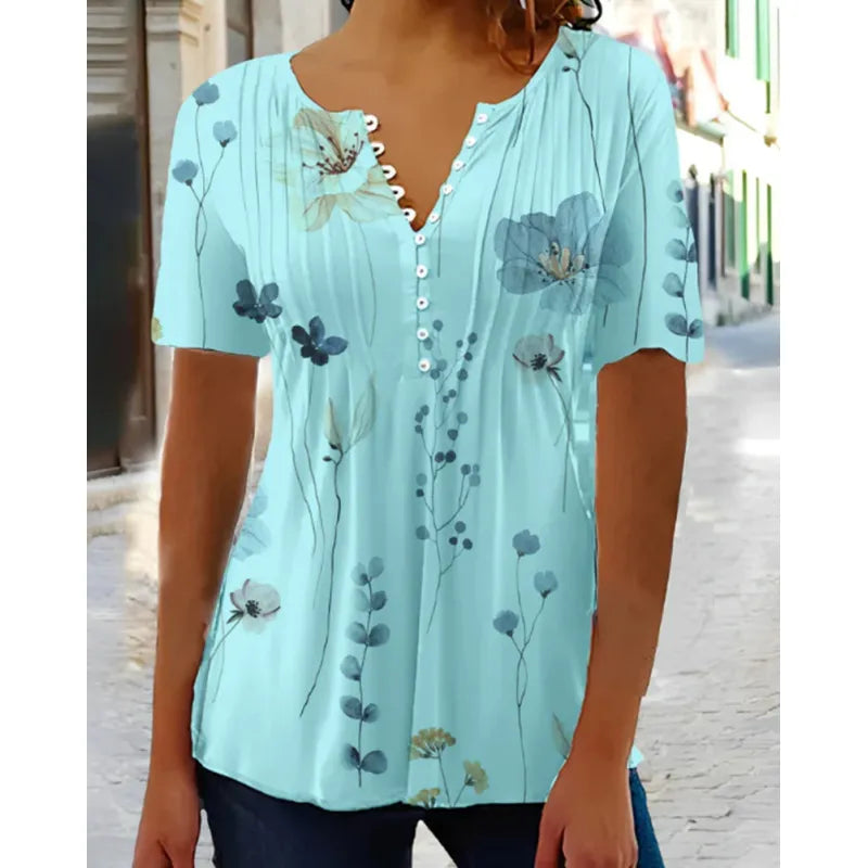 Wendy - Camisa holgada informal con muescas para mujer