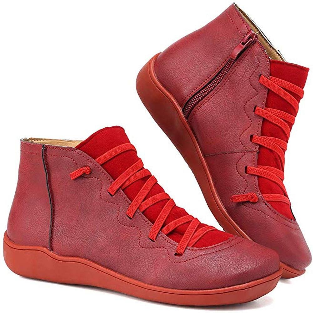 Botines Cortos Casual con Moderno Diseño de Cordones para Mujer