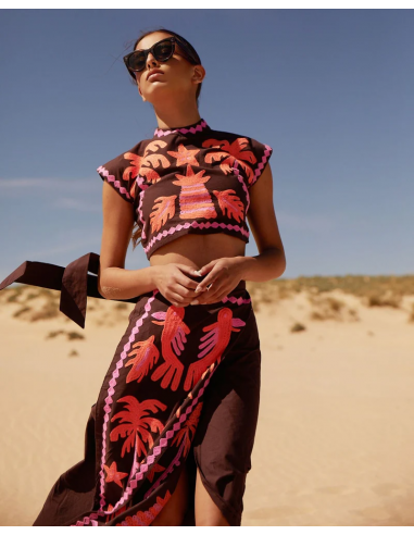Conjunto de dos piezas con top y falda larga de estilo veraniego