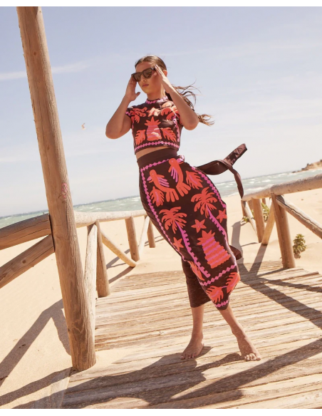 Conjunto de dos piezas con top y falda larga de estilo veraniego