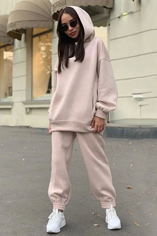 Conjunto de Sudadera con Capucha y Pantalones de Cintura Elástica con Bolsillos