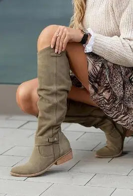 Botas cómodas y elegantes con cremallera y tacón pequeño