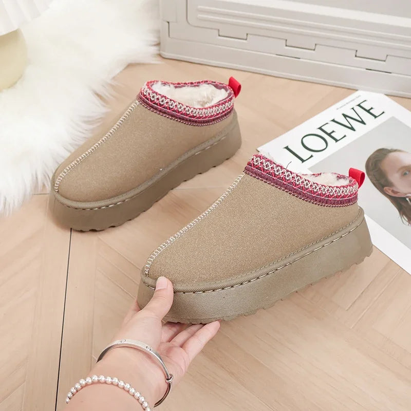 Pantuflas de plataforma cálidas y cómodas para mujer