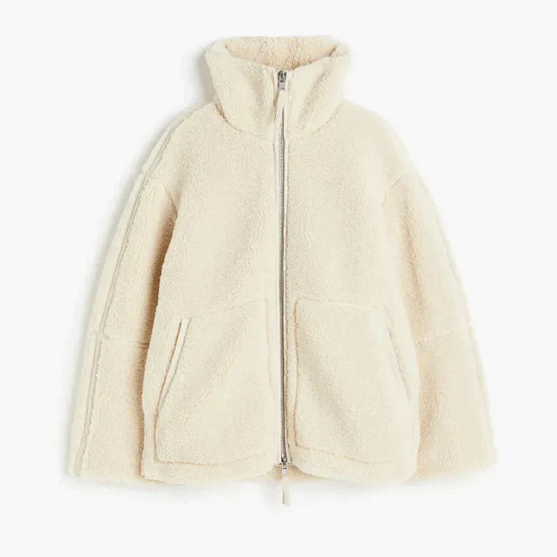 Chaqueta de gran tamaño y con cierre para mujer, suave, cálida y moderna