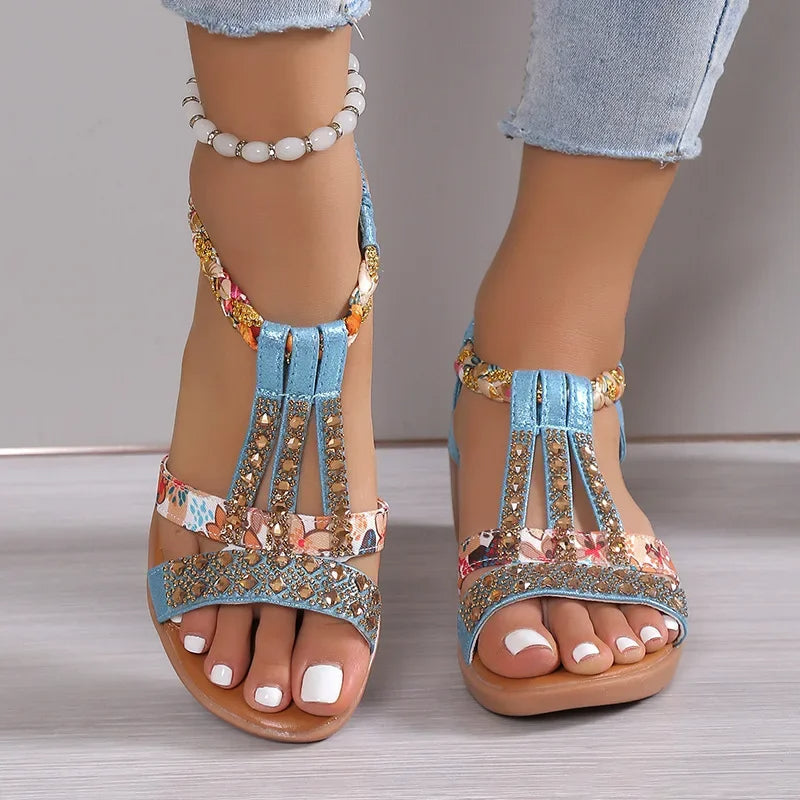 Laura - Sandalias de cuña estilo bohemio para mujer