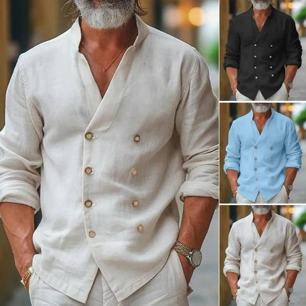 Camisa superpuesta con cuello en V para hombre