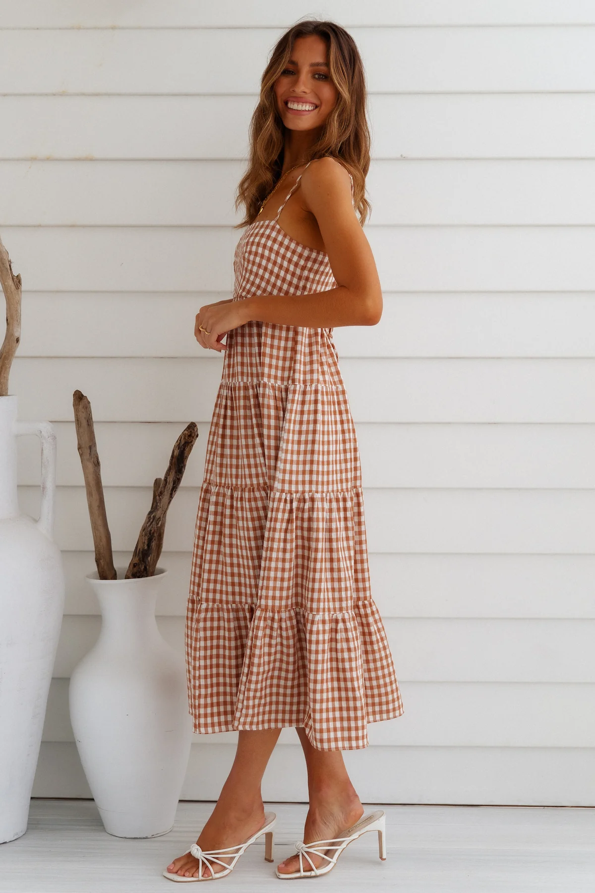 Vestido maxi de sueños de gingham