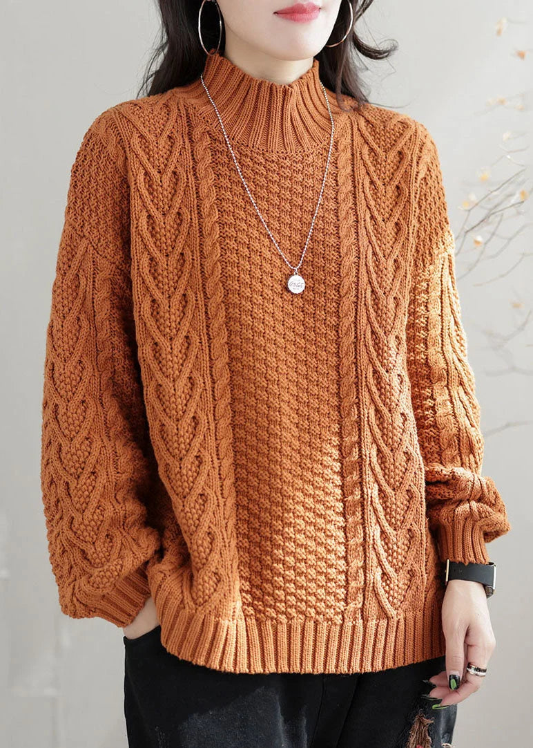 Suéter de Cable Oversized de Cuello Alto y Acogedor para Moda de Invierno