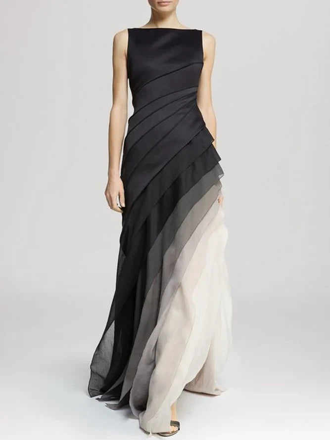 Vestido elegante en capas con efecto degradado moderno