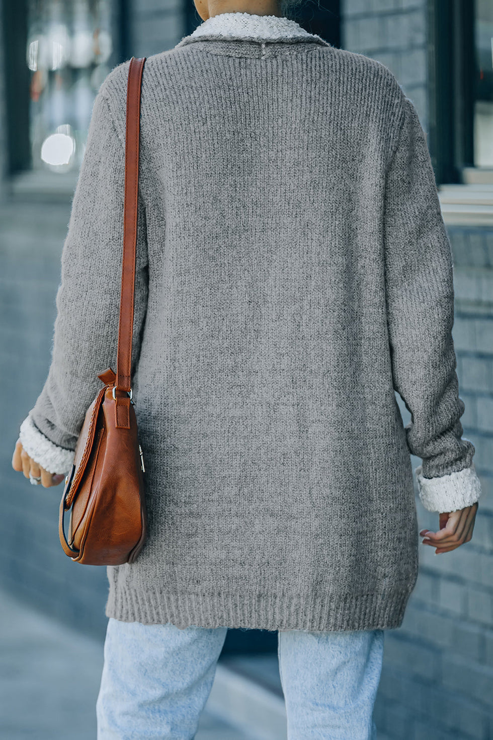 Cárdigan de Punto Abierto para Mujeres en Gris con Bolsillos – Estilo Cómodo