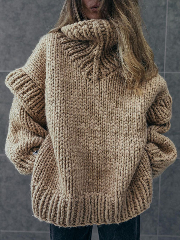 Elegante suéter oversize de manga larga para climas fríos