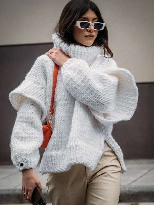 Elegante suéter oversize de manga larga para climas fríos