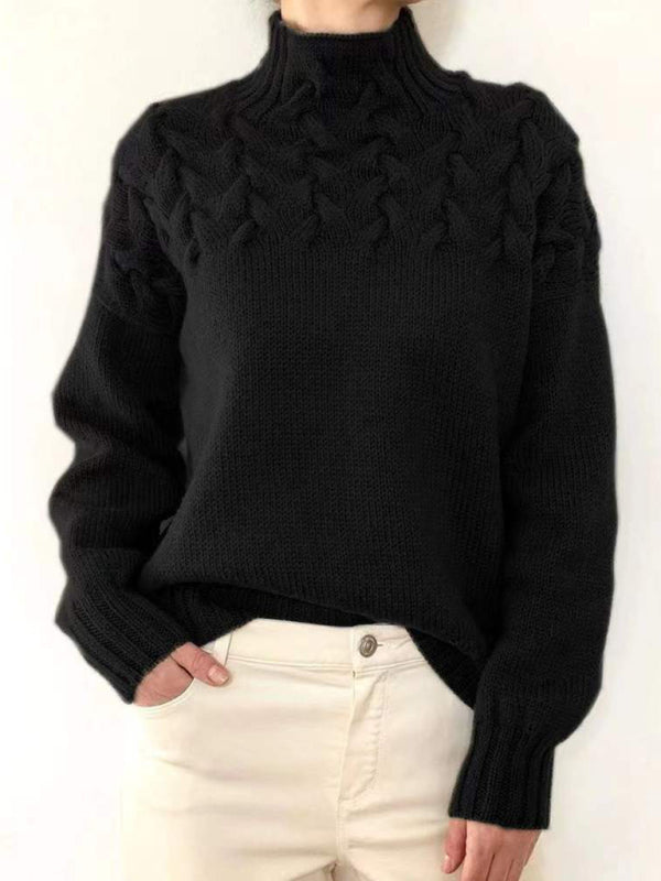 Jersey acogedor con cuello alto y diseño original para el día a día