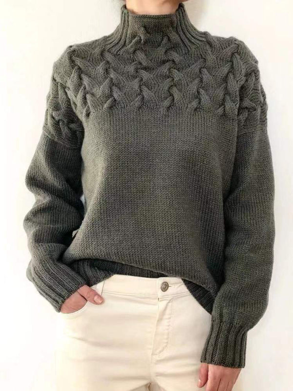 Jersey acogedor con cuello alto y diseño original para el día a día