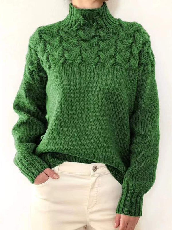 Jersey acogedor con cuello alto y diseño original para el día a día