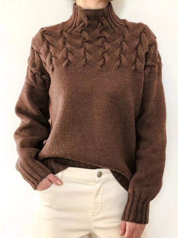 Jersey acogedor con cuello alto y diseño original para el día a día