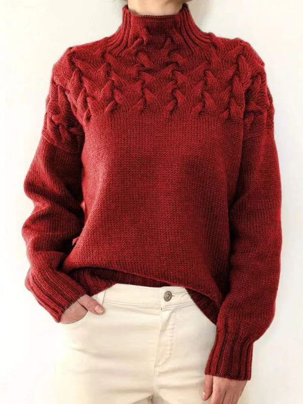 Jersey acogedor con cuello alto y diseño original para el día a día
