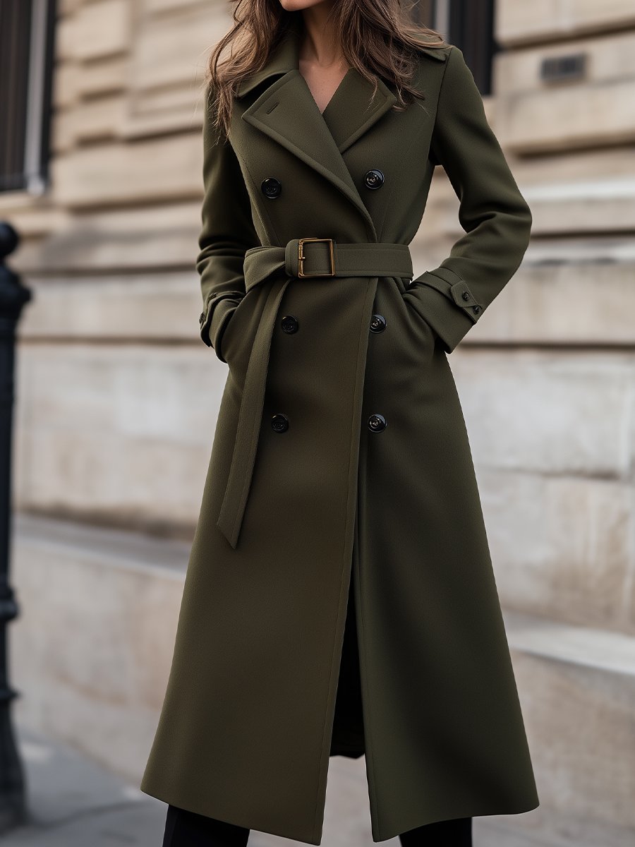 Abrigo largo ajustado con cinturón para un estilo elegante en invierno