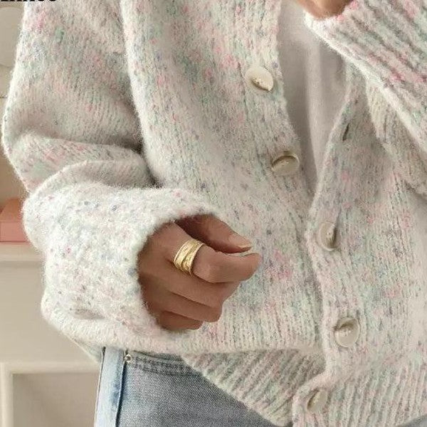 Cárdigan de manga larga para mujer con diseño moderno y abotonado