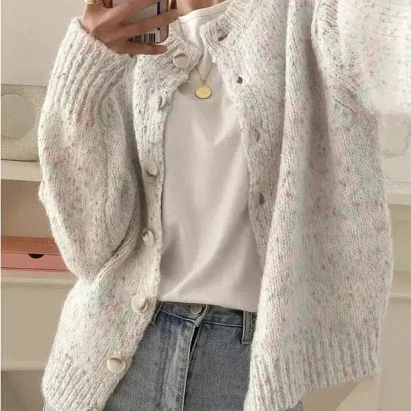 Cárdigan de manga larga para mujer con diseño moderno y abotonado