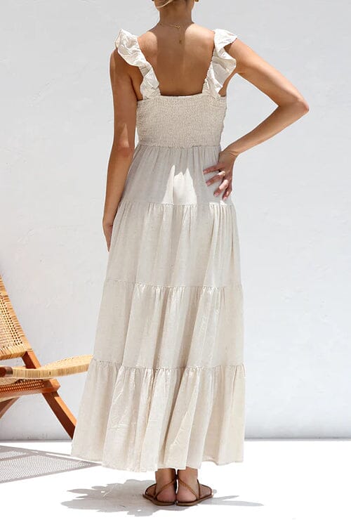 Vestido largo de verano elegante con volantes