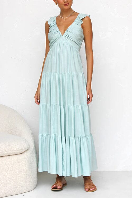 Vestido largo de verano elegante con volantes