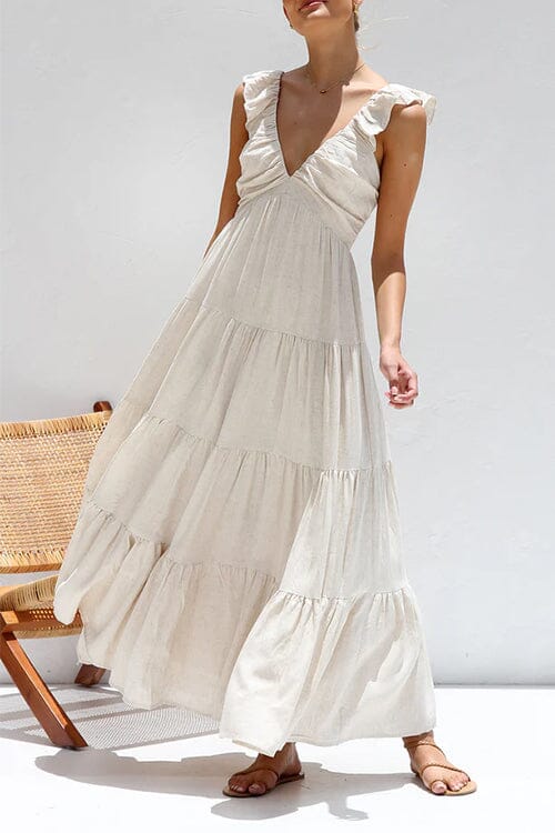 Vestido largo de verano elegante con volantes