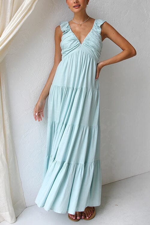 Vestido largo de verano elegante con volantes