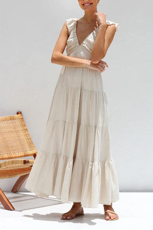 Vestido largo de verano elegante con volantes