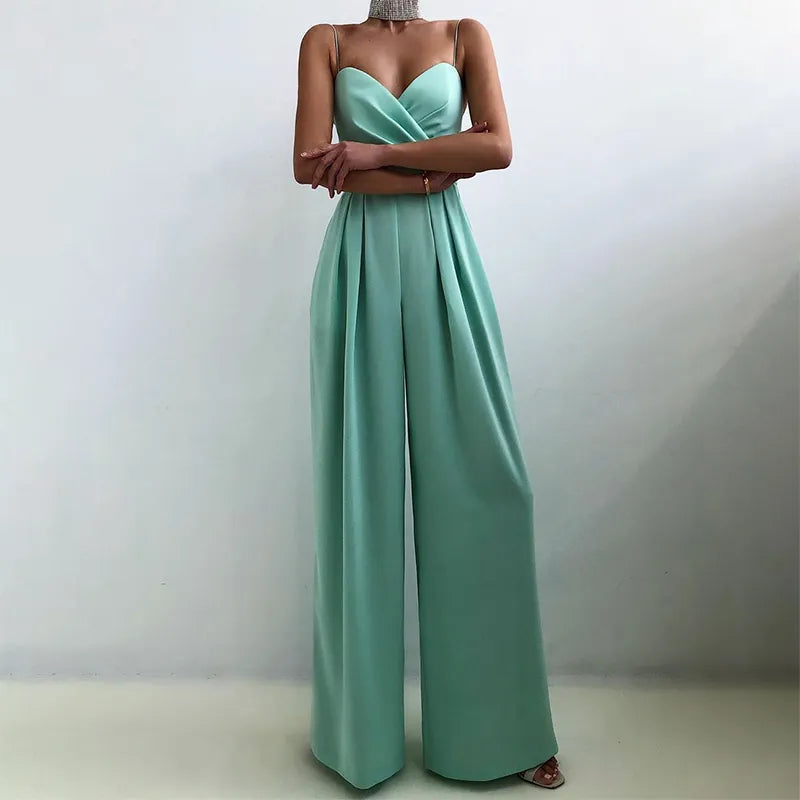 Mono elegante para mujer con tirantes finos y cintura alta ideal para eventos