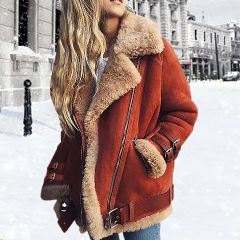 Chaqueta para mujer con hebilla y cuello elegante, ideal para un mira sofisticado