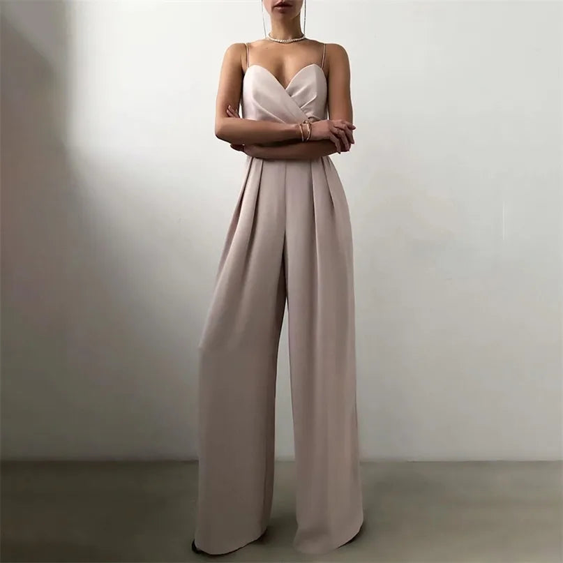 Mono elegante para mujer con tirantes finos y cintura alta ideal para eventos